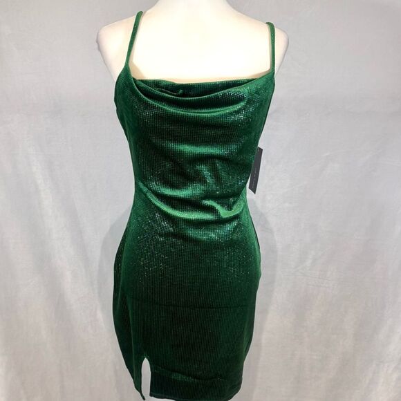 Liz & Sara sparkling shimmer green velvet mini dress size large NWT - Picture 1 of 8